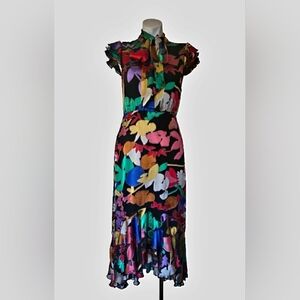 Floral Multicolor Maxi Silk Dress Alice + OLIVIA